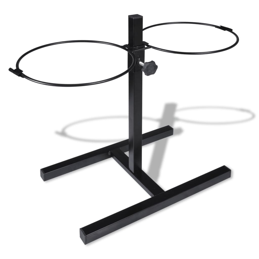 Adjustable Double Diner Pet Dog Feeding Stand & 2 x 1.1gal Stainless Steel Bowls