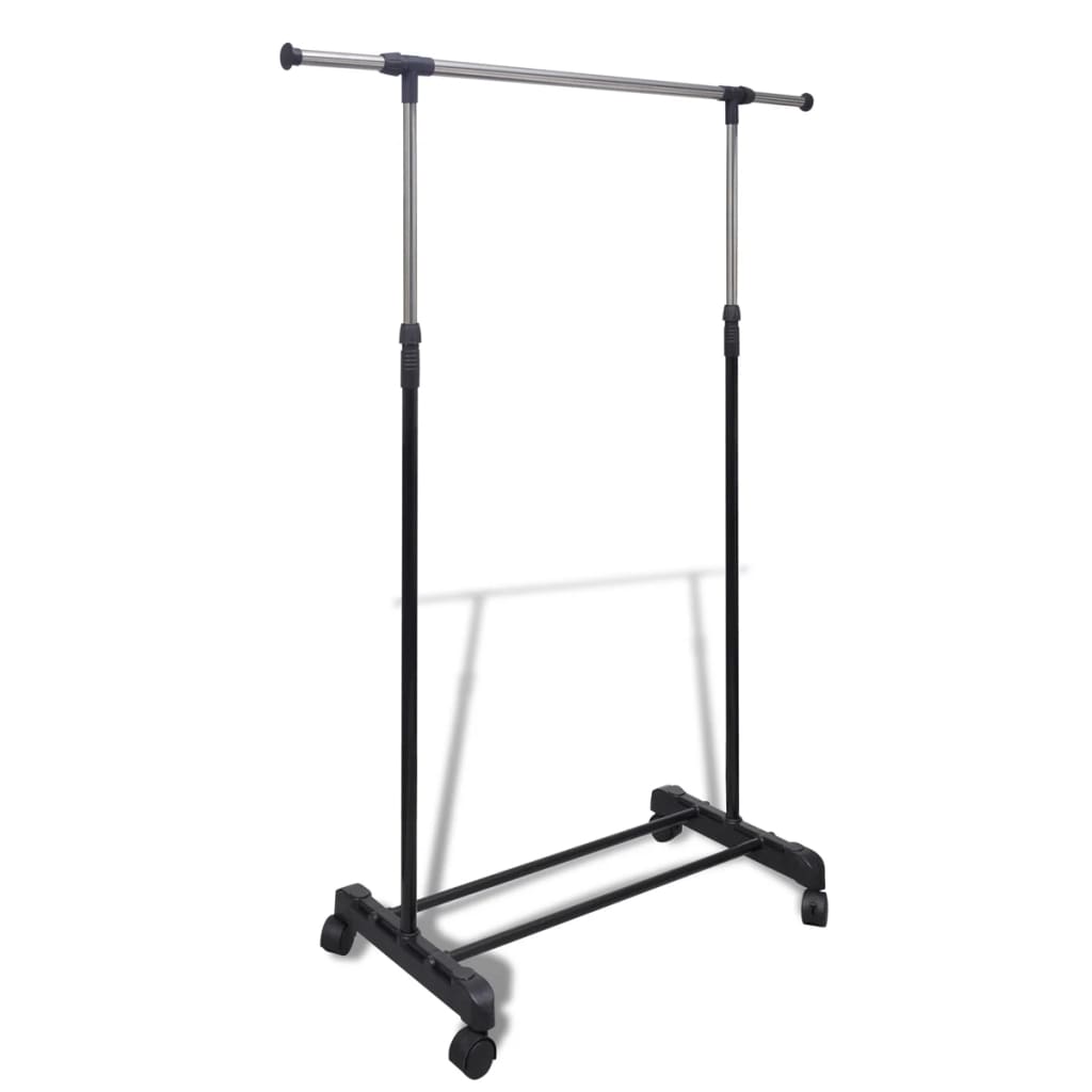 Clothes Rack Silver, Black Stainless Steel, PP Plastic Adjustable