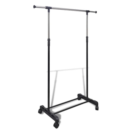 Clothes Rack Silver, Black Stainless Steel, PP Plastic Adjustable
