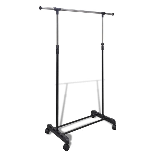Clothes Rack Silver, Black Stainless Steel, PP Plastic Adjustable