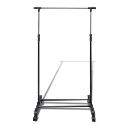 Clothes Rack Silver, Black Stainless Steel, PP Plastic Adjustable