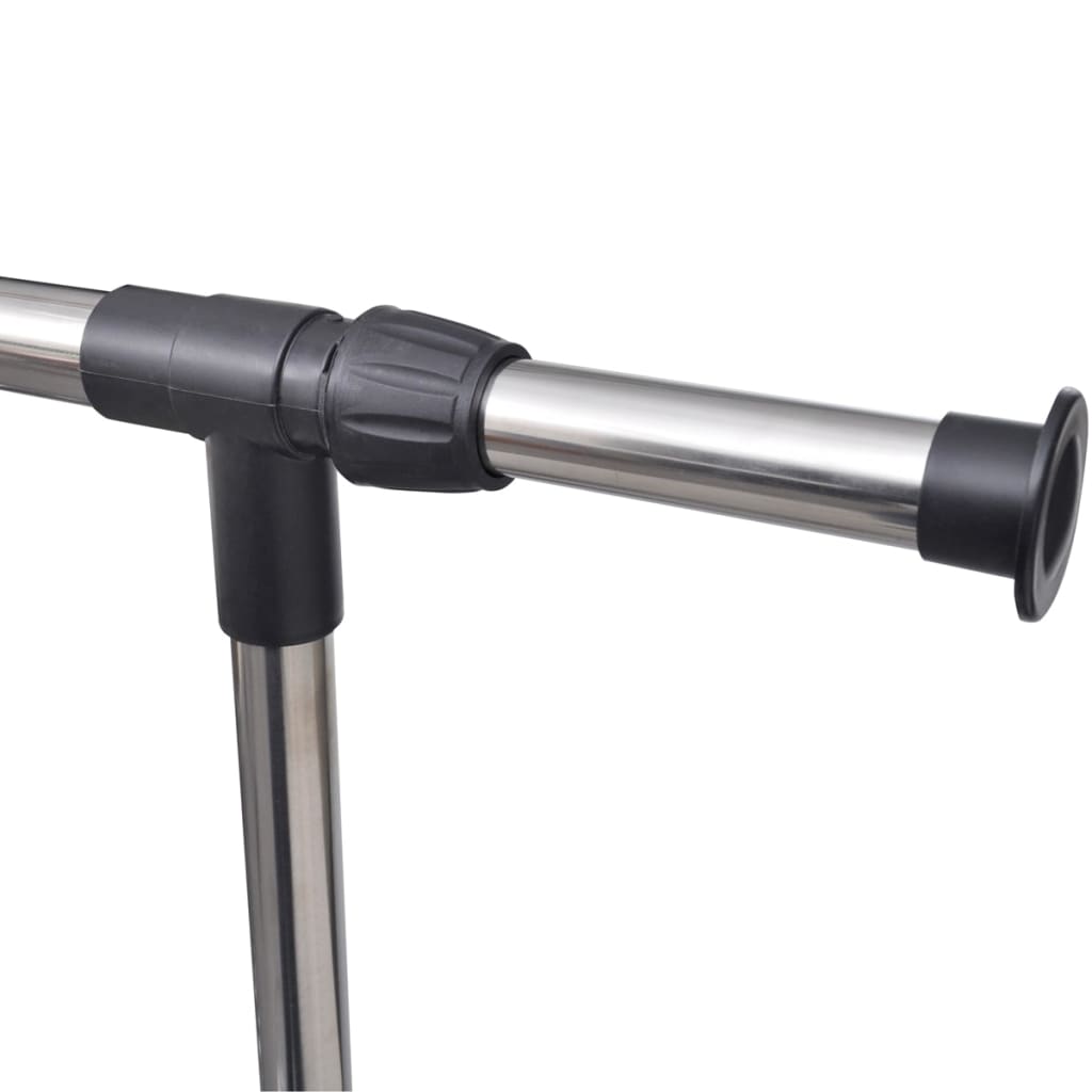 Clothes Rack Silver, Black Stainless Steel, PP Plastic Adjustable