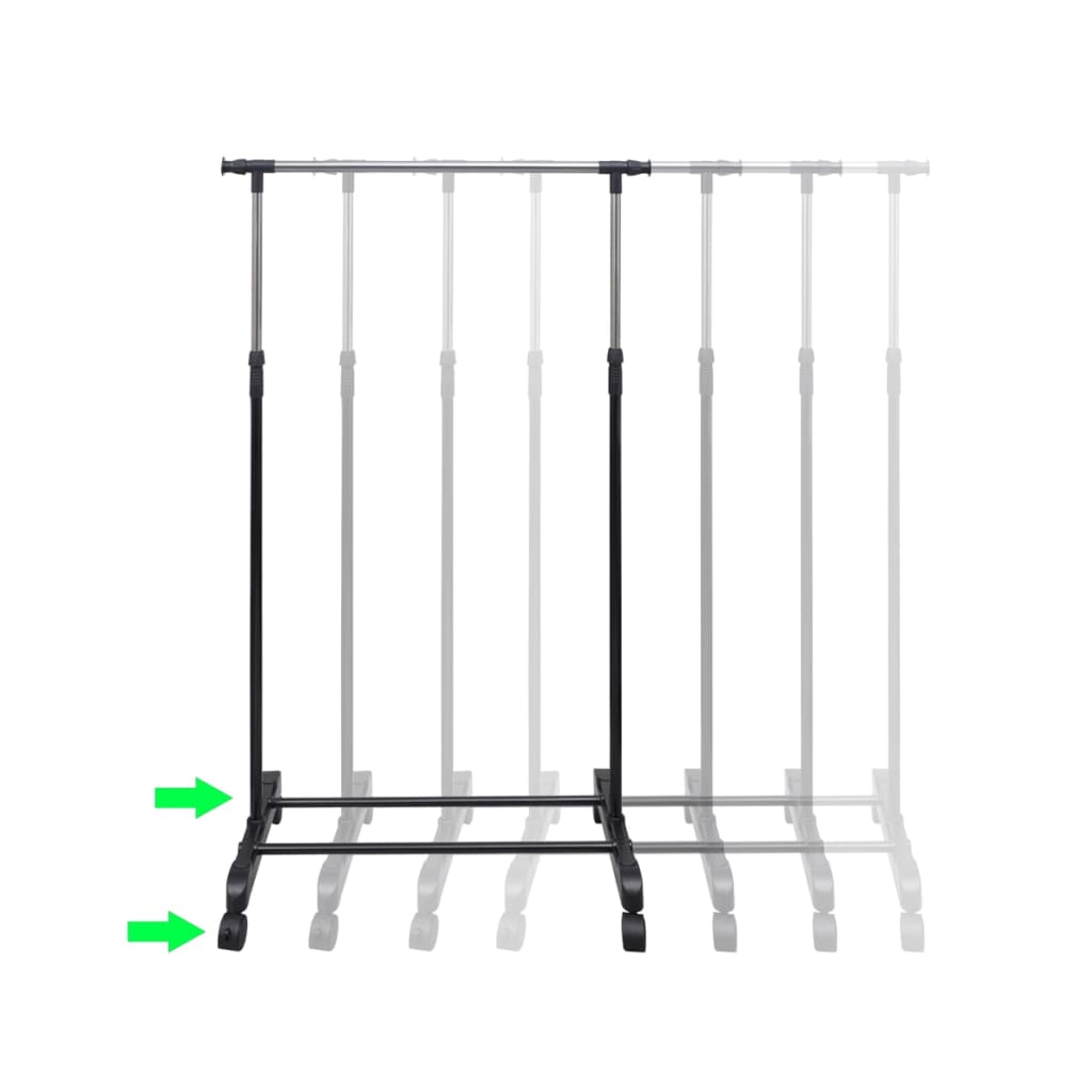 Clothes Rack Silver, Black Stainless Steel, PP Plastic Adjustable