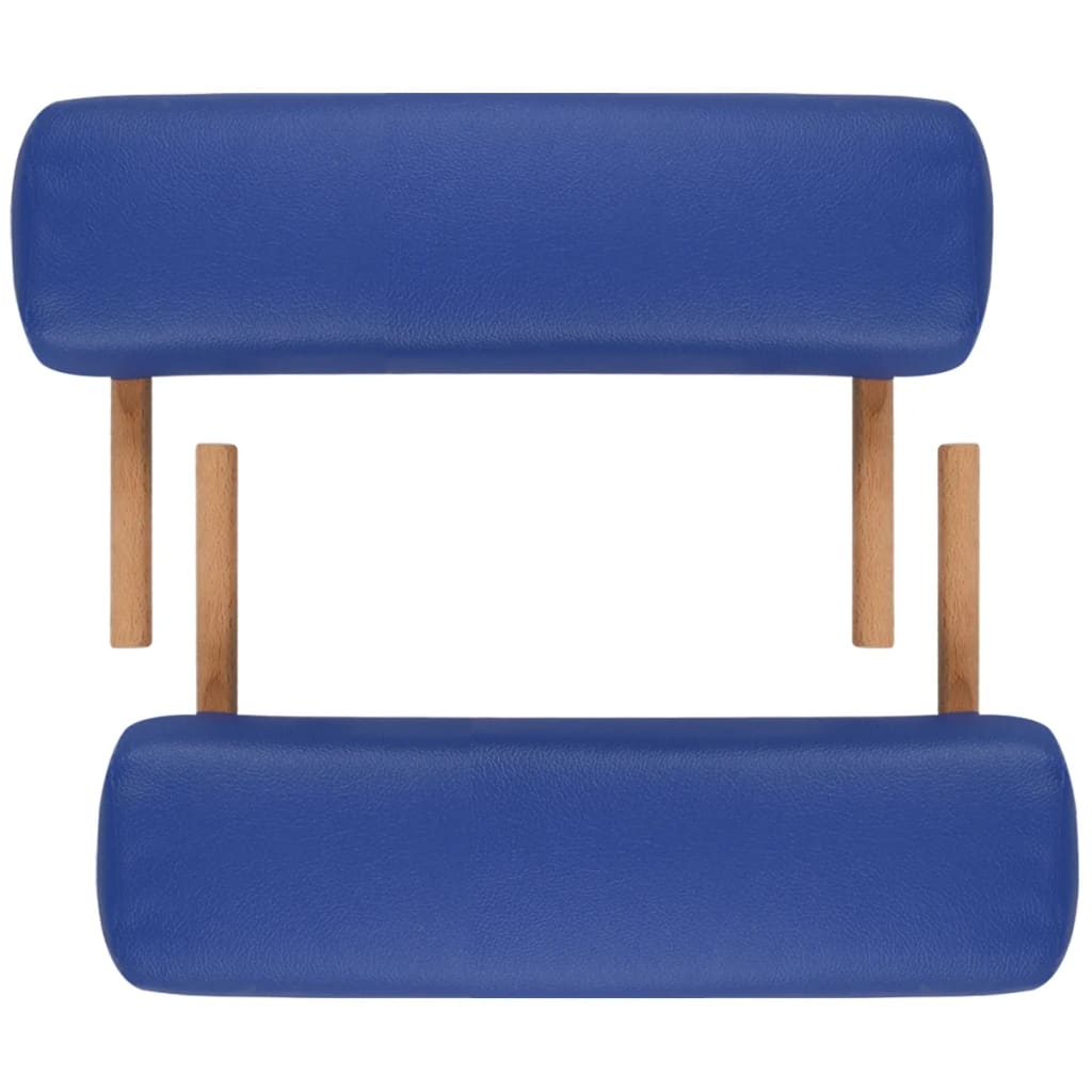 Blue Foldable Massage Table 2 Zones with Wooden Frame