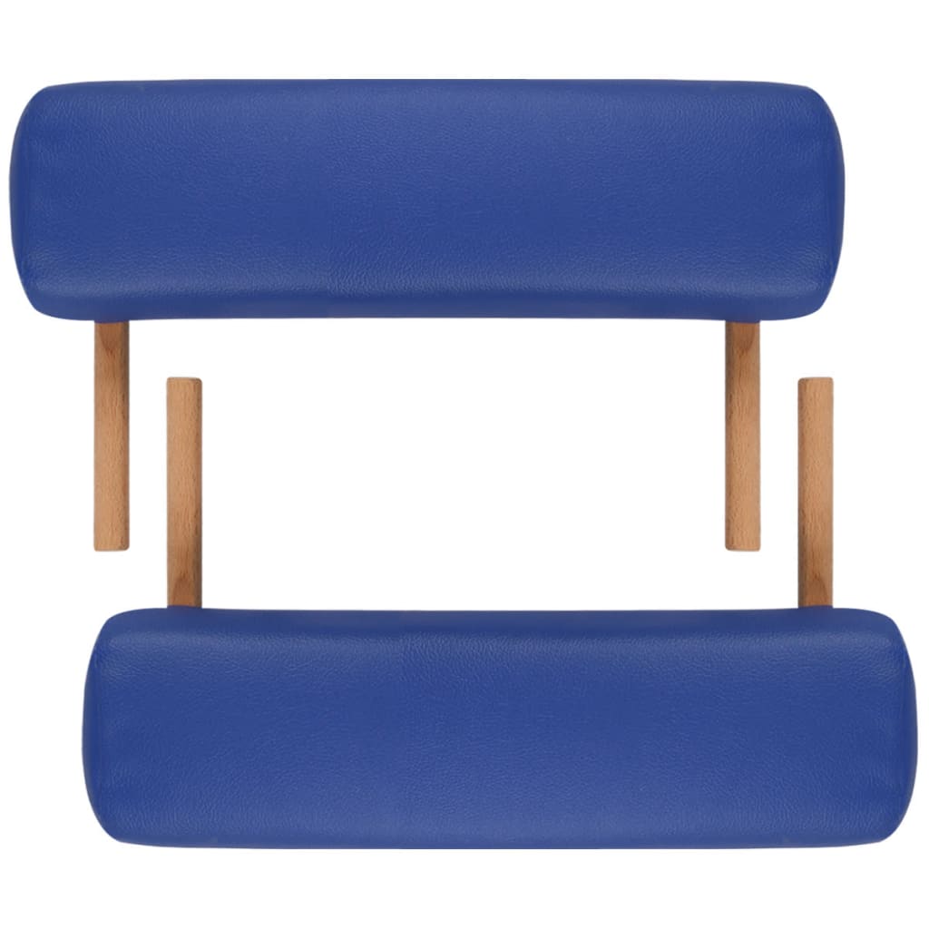 Blue Foldable Massage Table 3 Zones with Wooden Frame