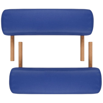 Blue Foldable Massage Table 3 Zones with Wooden Frame