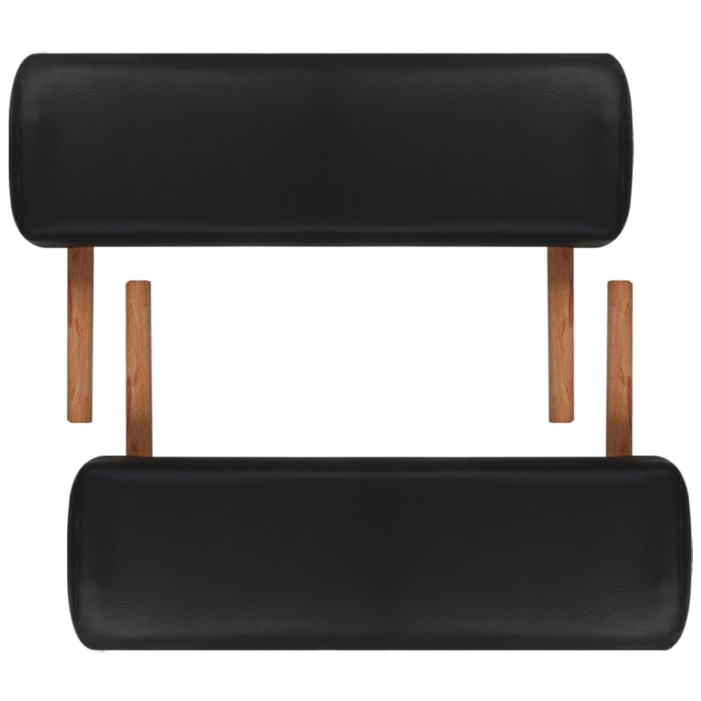 Black Foldable Massage Table 3 Zones with Wooden Frame