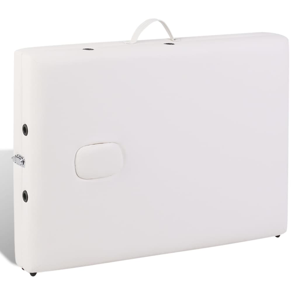Cream White Foldable Massage Table 3 Zones with Wooden Frame