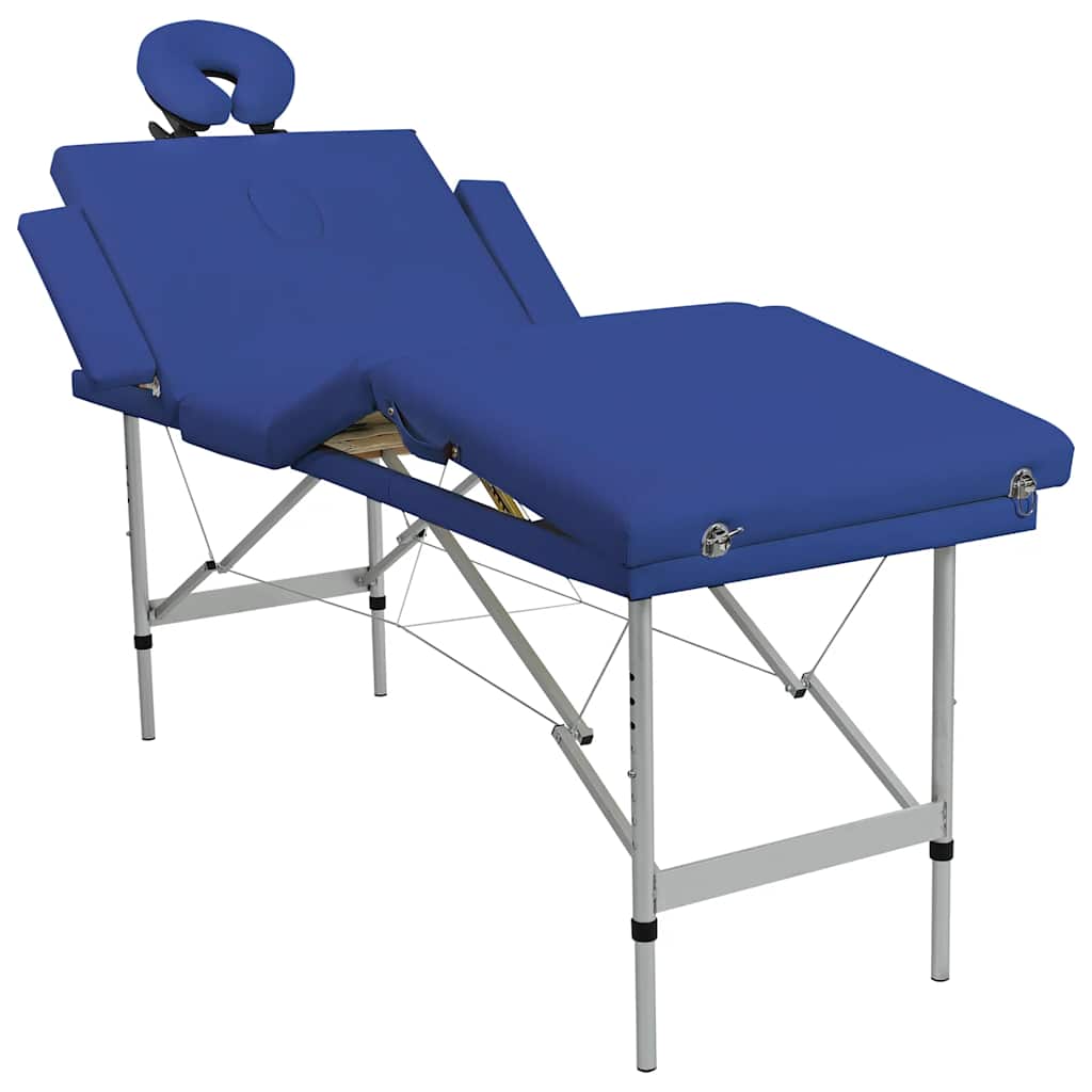 Blue Foldable Massage Table 4 Zones with Aluminum Frame