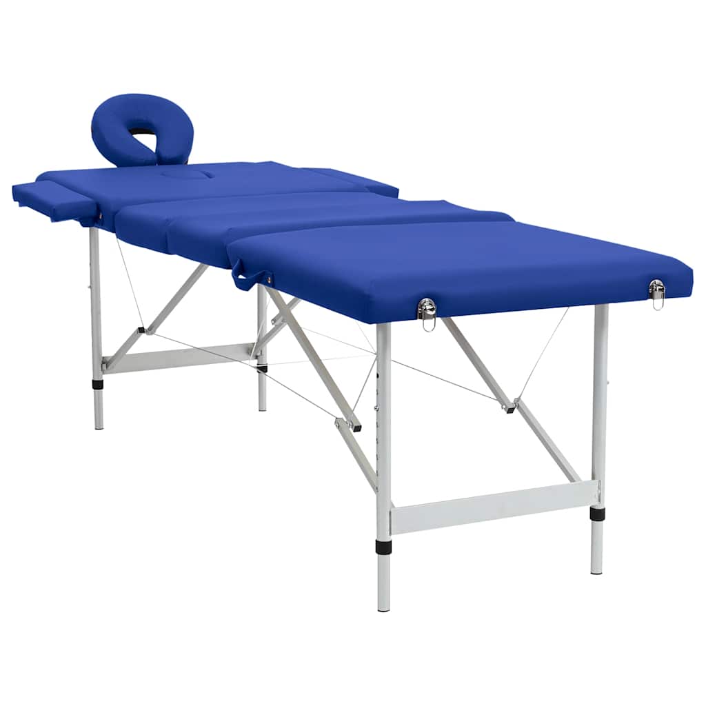 Blue Foldable Massage Table 4 Zones with Aluminum Frame