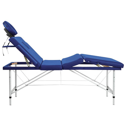 Blue Foldable Massage Table 4 Zones with Aluminum Frame