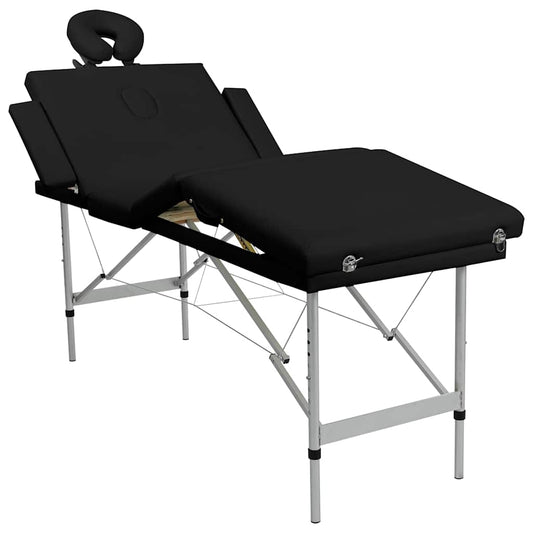 Black Foldable Massage Table 4 Zones with Aluminum Frame