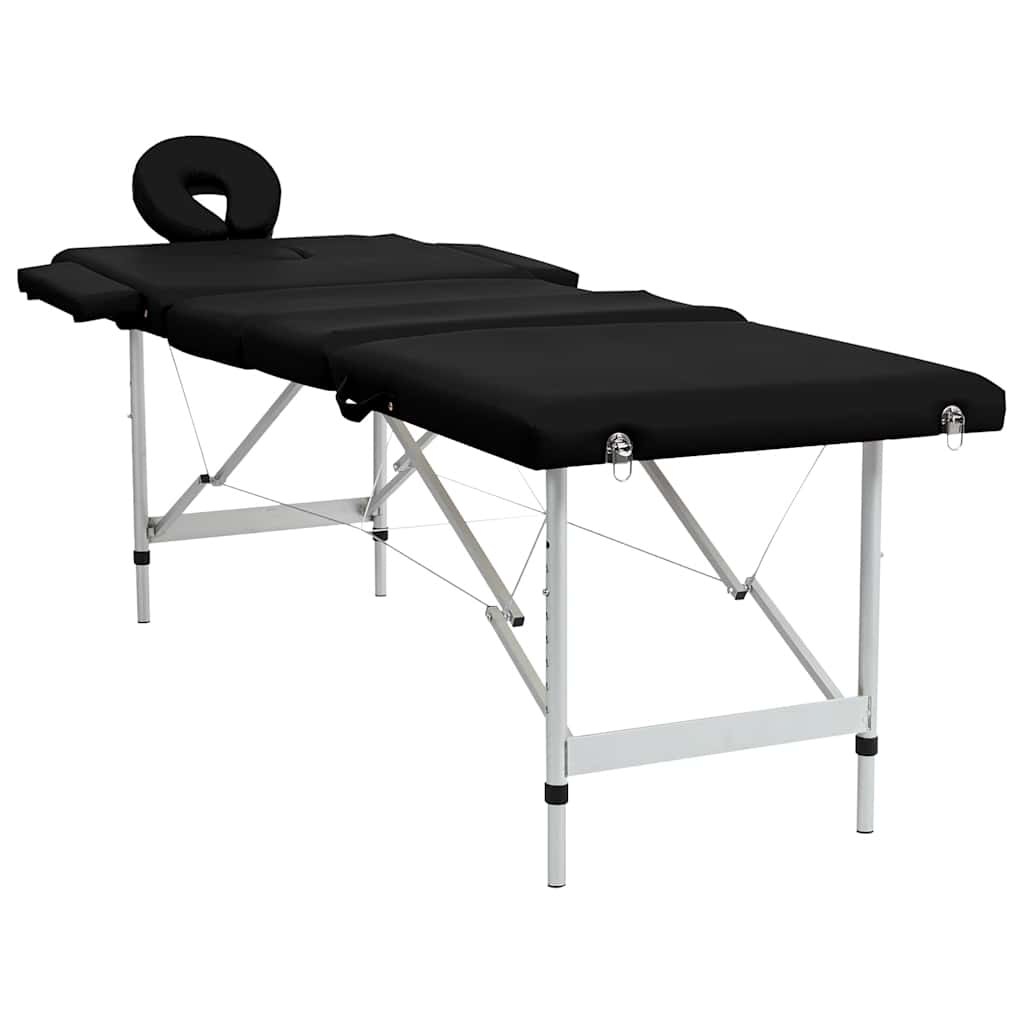 Black Foldable Massage Table 4 Zones with Aluminum Frame