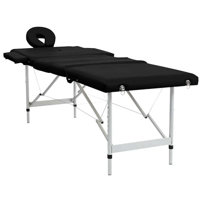 Black Foldable Massage Table 4 Zones with Aluminum Frame