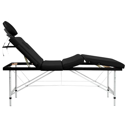 Black Foldable Massage Table 4 Zones with Aluminum Frame