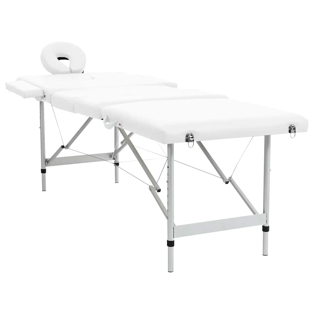Creme White Foldable Massage Table 4 Zones with Aluminum Frame