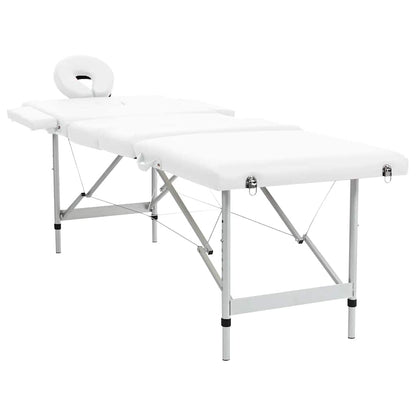 Creme White Foldable Massage Table 4 Zones with Aluminum Frame