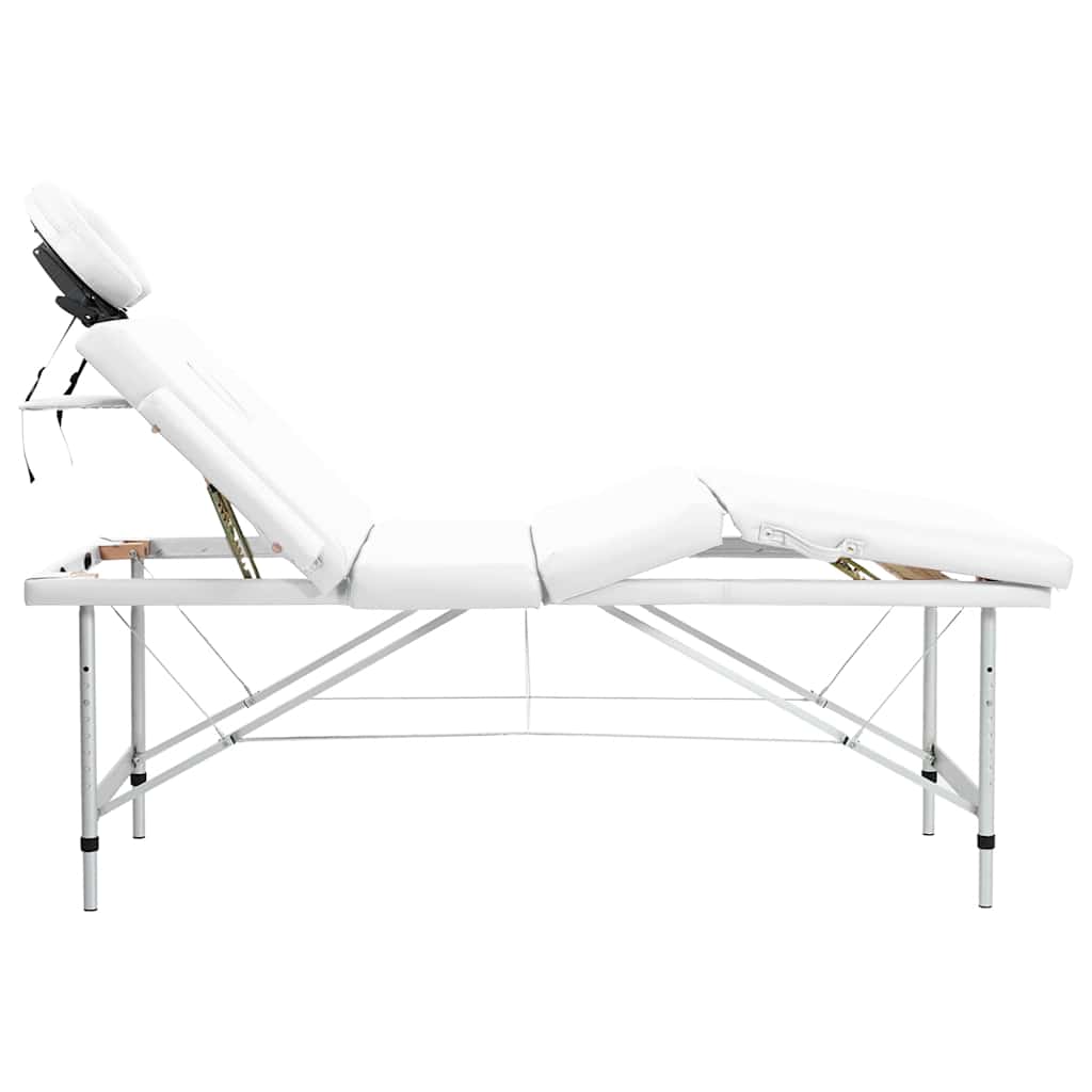 Creme White Foldable Massage Table 4 Zones with Aluminum Frame
