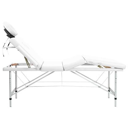 Creme White Foldable Massage Table 4 Zones with Aluminum Frame