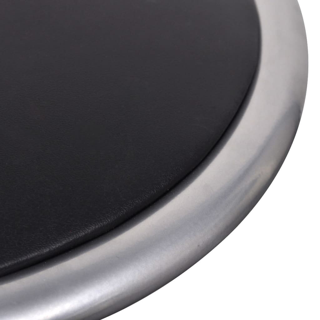 Stool Set of 4 Black, Silver Steel frame, PU leather seat