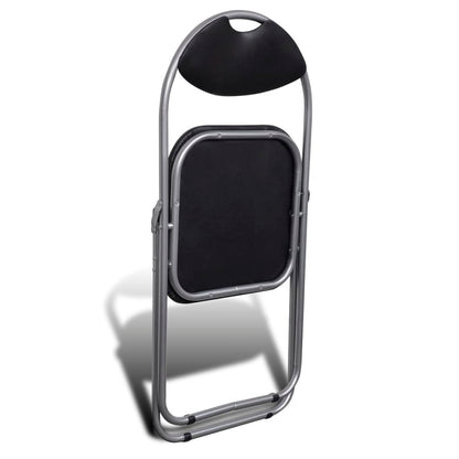 Chair Set of 6 Black Faux Leather, Steel Standard Foldable