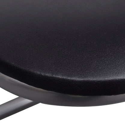 Chair Set of 6 Black Faux Leather, Steel Standard Foldable