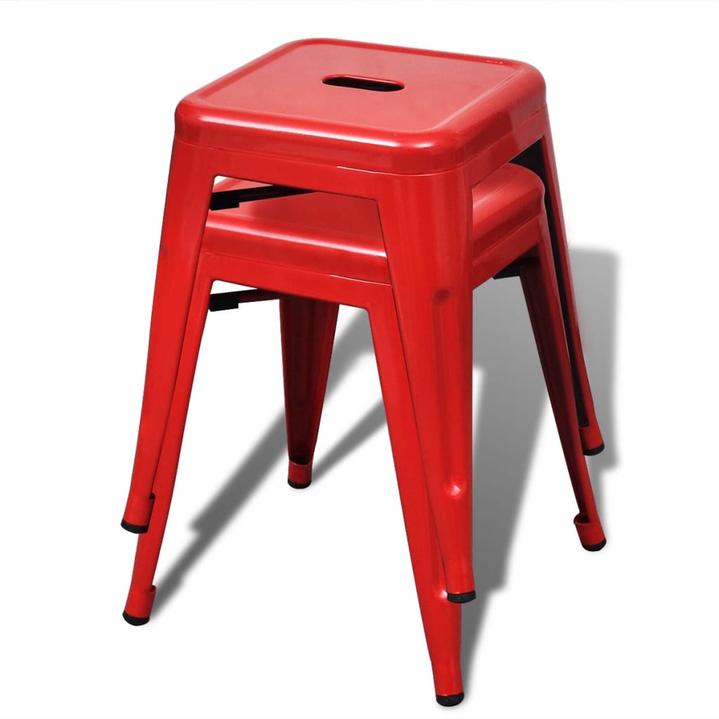 Stacking Stools 2 pcs Red Metal