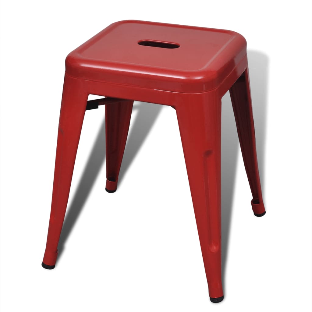 Stacking Stools 2 pcs Red Metal