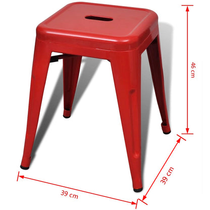 Stacking Stools 2 pcs Red Metal