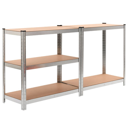 5-Layer Heavy-duty Shelves 10 pcs Silver Steel&Engineered Wood