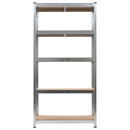 5-Layer Heavy-duty Shelves 10 pcs Silver Steel&Engineered Wood