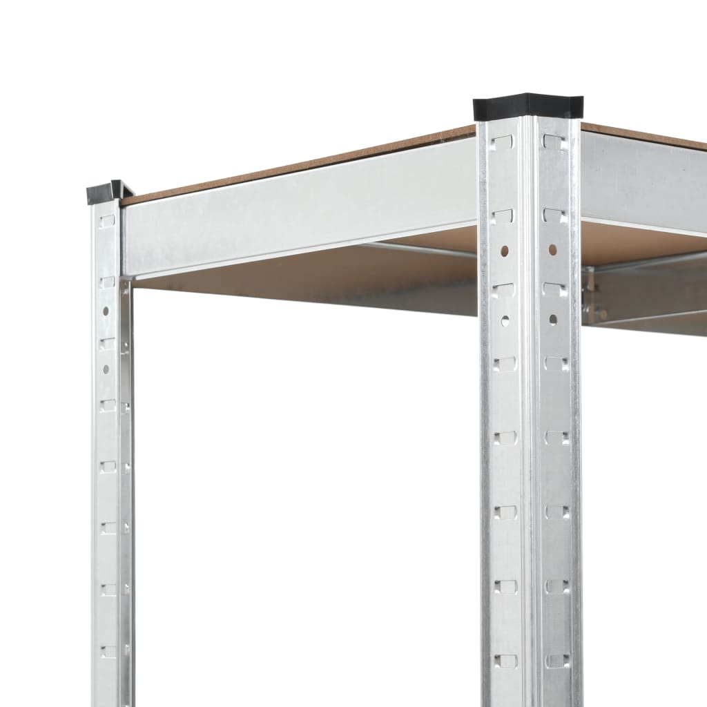 5-Layer Heavy-duty Shelves 10 pcs Silver Steel&Engineered Wood