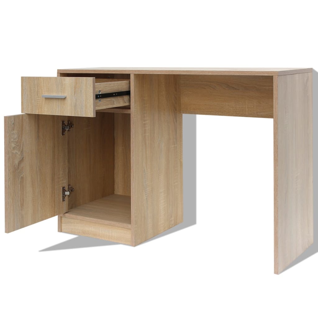 Desk with Drawer and Cabinet Oak 39.4x15.7x28.7"