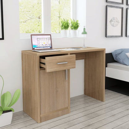 Desk with Drawer and Cabinet Oak 39.4x15.7x28.7"