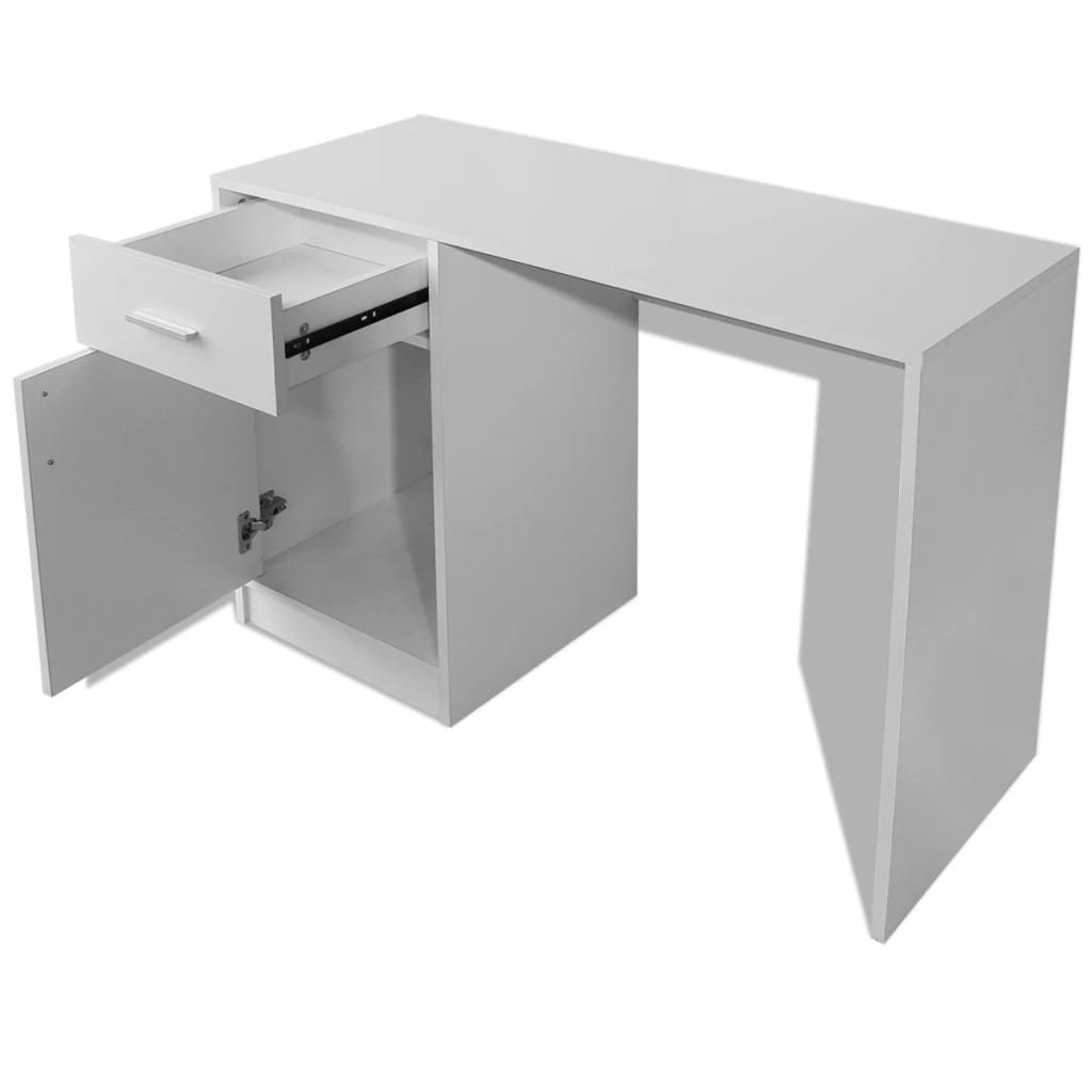 Desk with Drawer and Cabinet White 39.4x15.7x28.7"