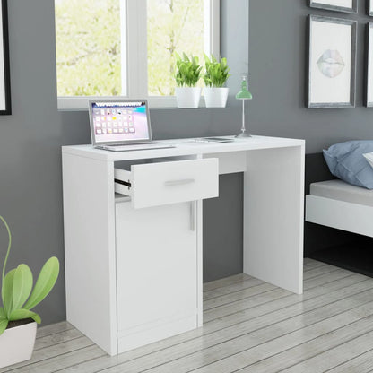 Desk with Drawer and Cabinet White 39.4x15.7x28.7"