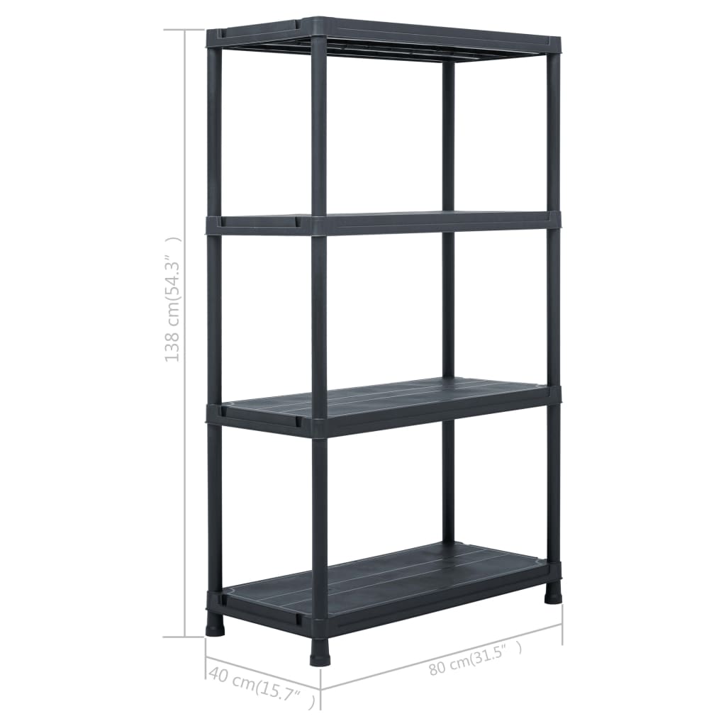 Storage Shelf Rack Black 440.9 lb 31.5"x15.7"x54.3" Plastic