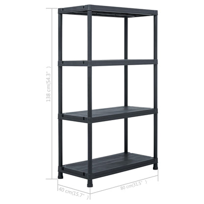 Storage Shelf Rack Black 440.9 lb 31.5"x15.7"x54.3" Plastic