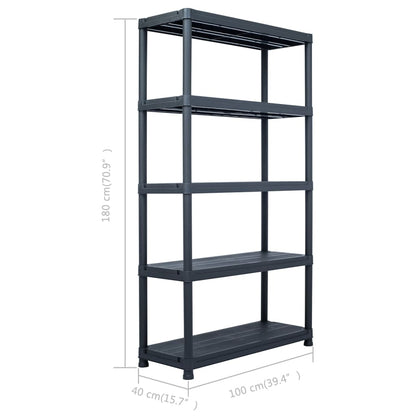 Storage Shelf Rack Black 1102.3 lb 39.4"x15.7"x70.9" Plastic