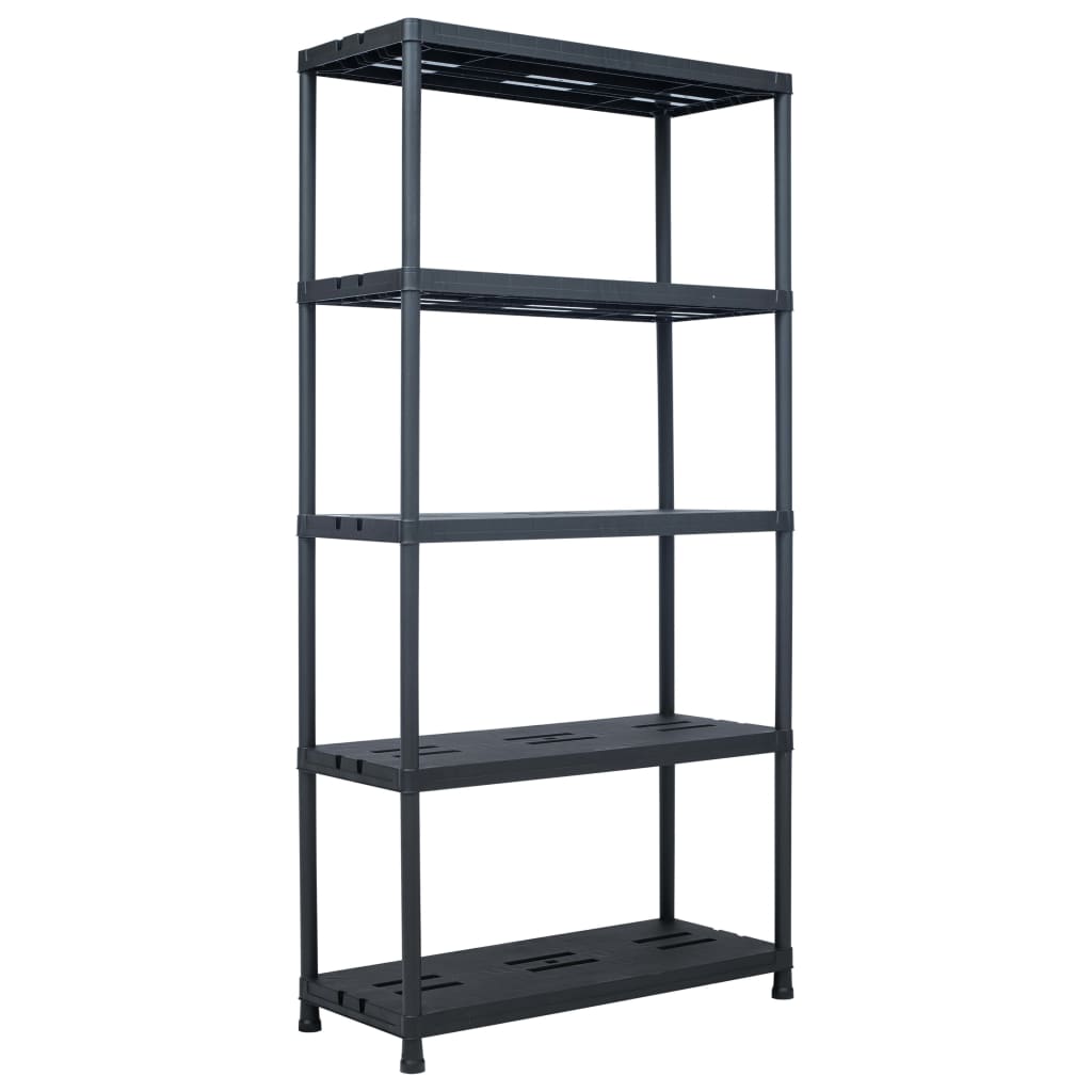 Storage Shelf Rack Black 573.2 lb 35.4"x15.7"x70.9" Plastic