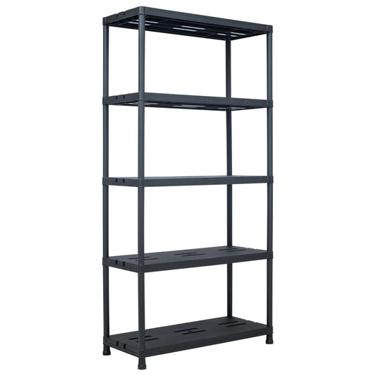 Storage Shelf Rack Black 573.2 lb 35.4"x15.7"x70.9" Plastic
