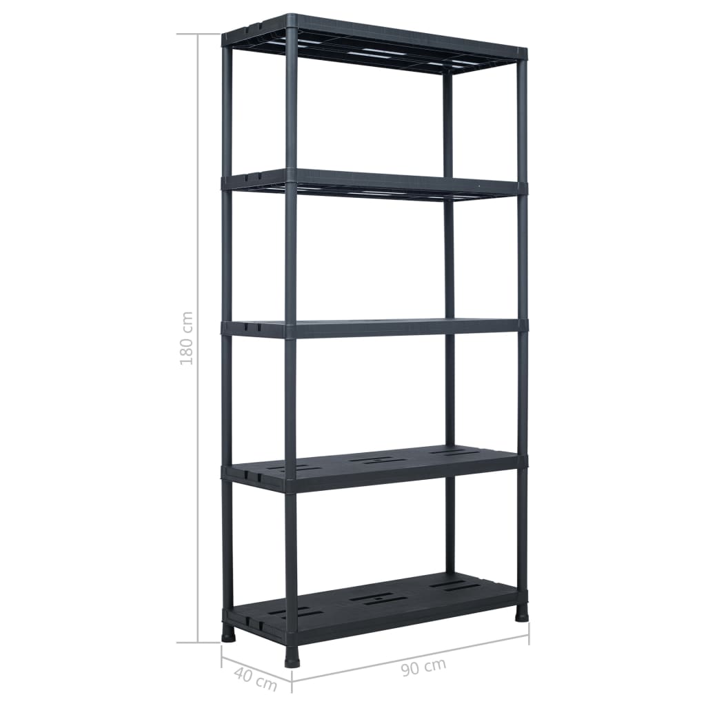 Storage Shelf Rack Black 573.2 lb 35.4"x15.7"x70.9" Plastic