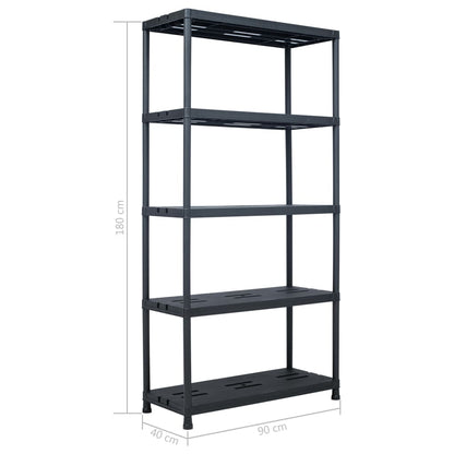 Storage Shelf Rack Black 573.2 lb 35.4"x15.7"x70.9" Plastic