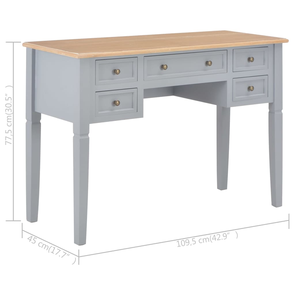 Writing Desk Gray 43.1"x17.7"x30.5" Wood