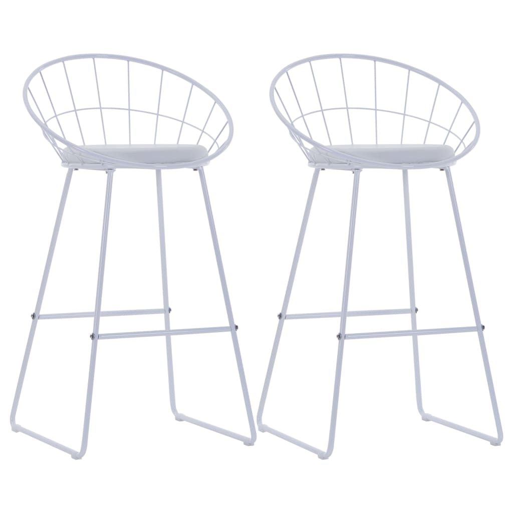 Bar Stools 2 pcs White Faux Leather