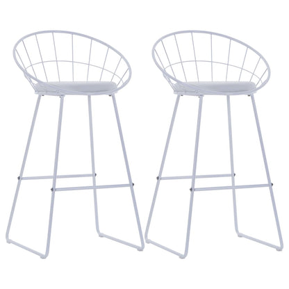 Bar Stools 2 pcs White Faux Leather