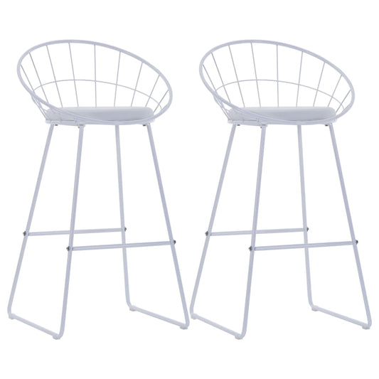 Bar Stools 2 pcs White Faux Leather