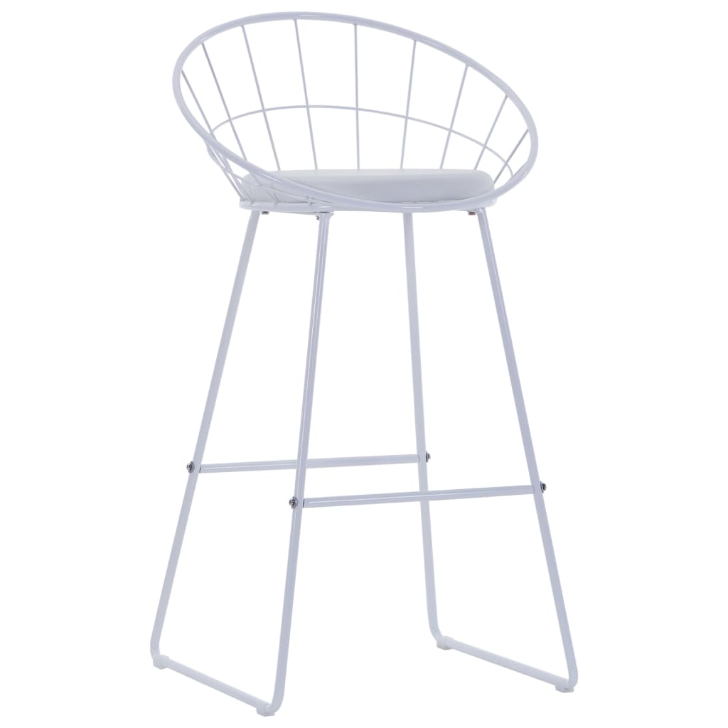 Bar Stools 2 pcs White Faux Leather