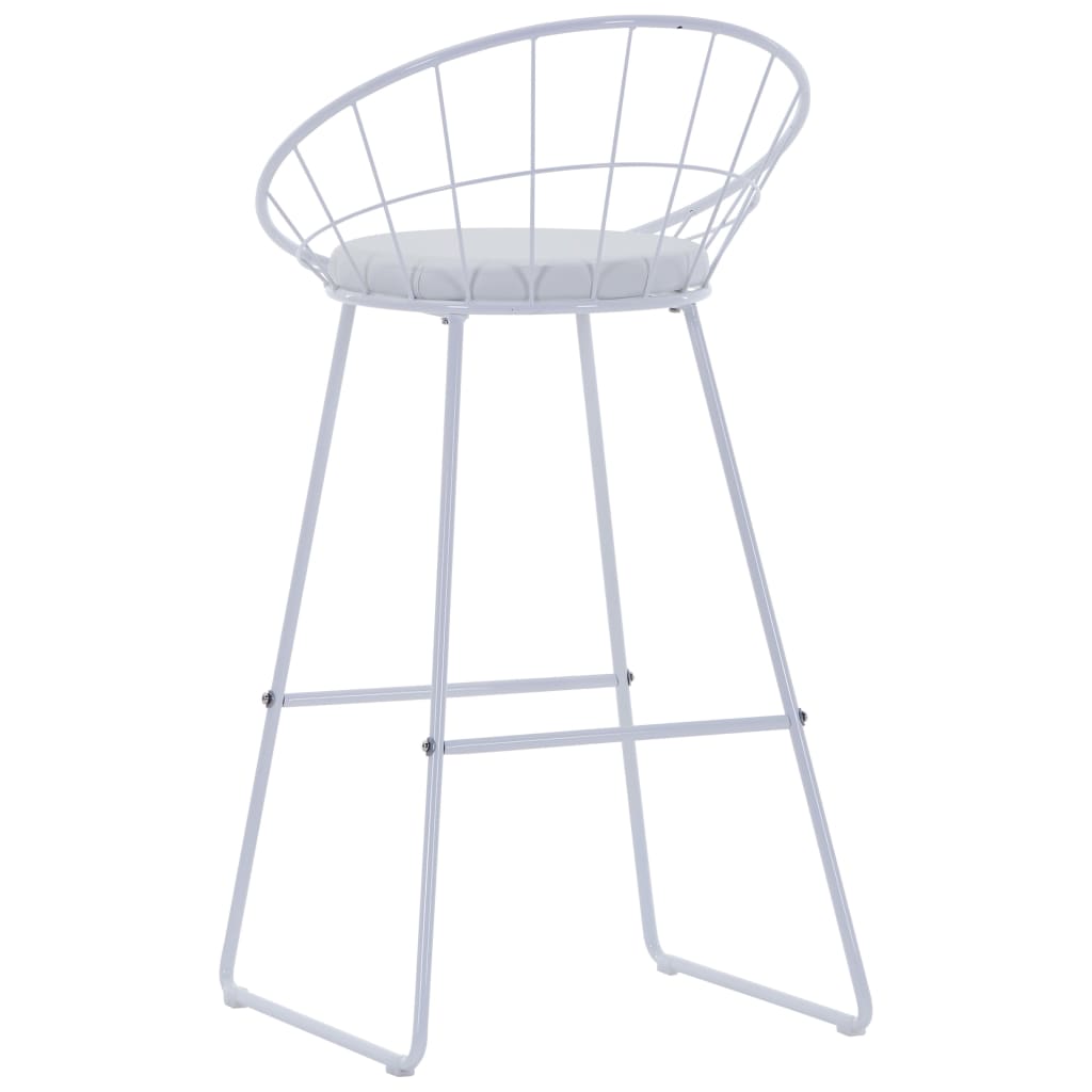 Bar Stools 2 pcs White Faux Leather