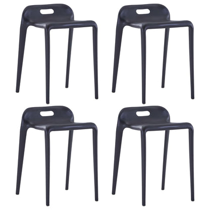 Stool Set of 4 Black Polypropylene Compact size Stackable